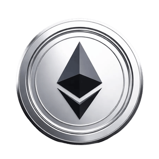 Floating graphic of a Ethereum ETH cryptocurrency coin
